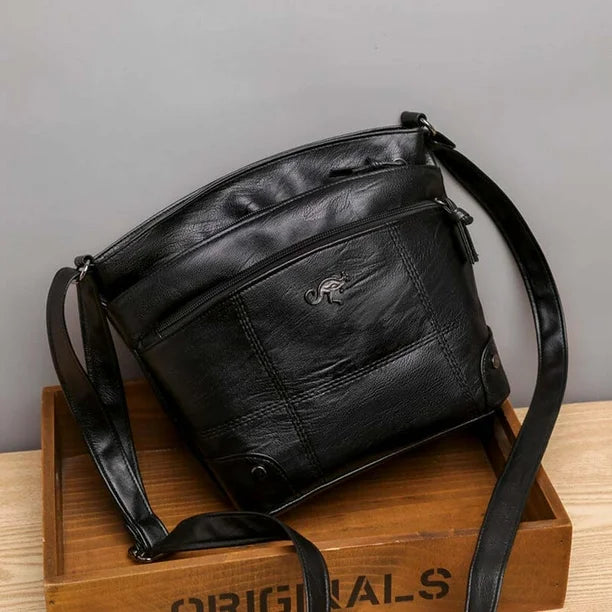Women's Handbag Black Small PU Leather Stylish Compact Purses for Women-5