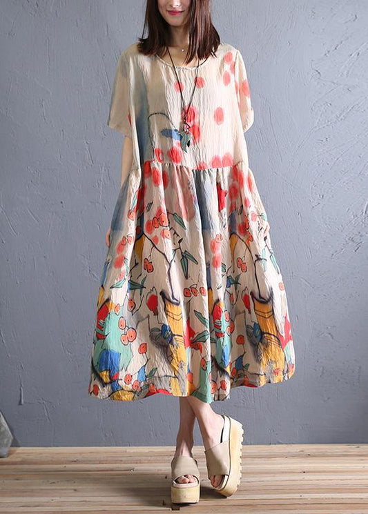 Women's Tunic Dress Khaki Cotton Breathable-2