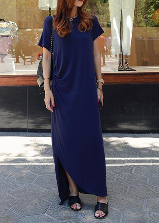 Women's Asymmetric Dress Black Cotton Summer Dress-3