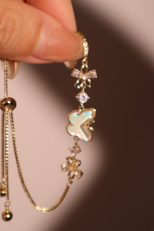 Women's Butterfly Bracelet Gold Enamel Zirconia - 2