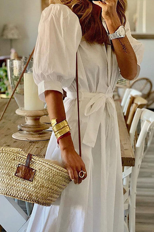 Women's Maxi Dress Blue Cotton Blend-2