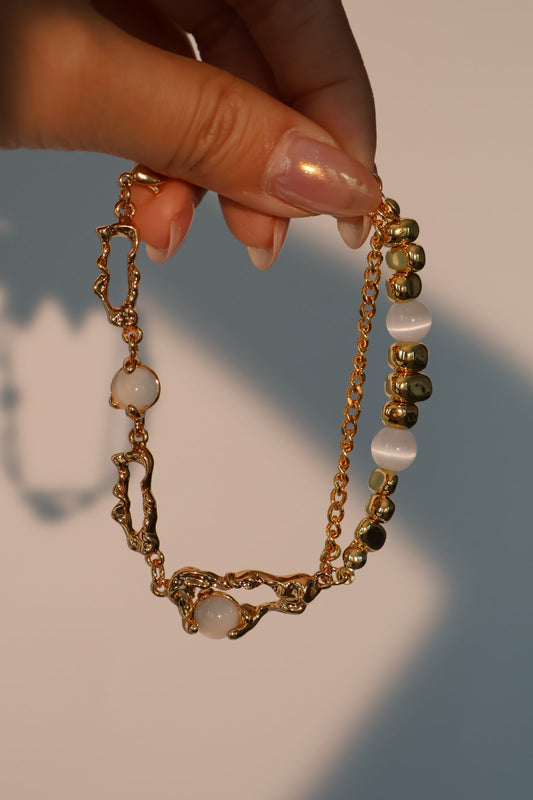 Unisex Bracelet Gold Zirconia Moonstone 18K Plated - 2