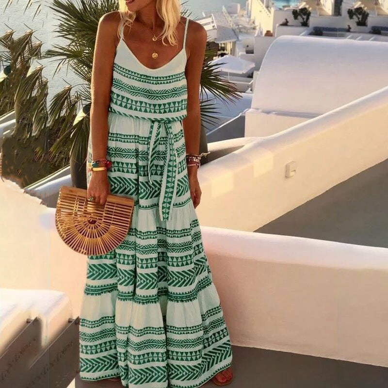 Women's Maxi Dress Blue Cotton Blend-6