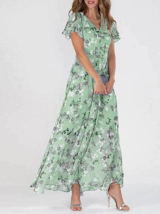 Women's Maxi Dress Floral Print Size M Chiffon-2