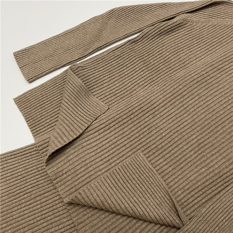 2-Pieces Knitted Tracksuit Sweater and Wide Leg Jogging Pants Set 5