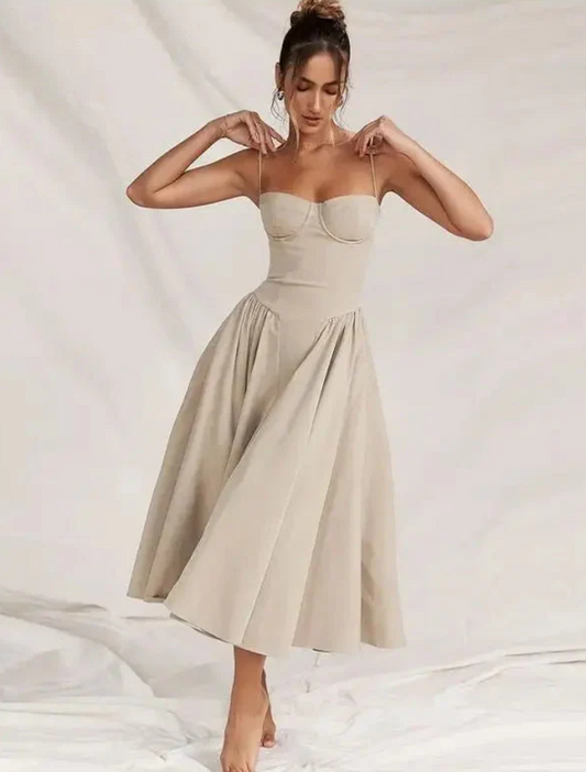 Women's Summer Dress White Lightweight Polyester V-Neck-2