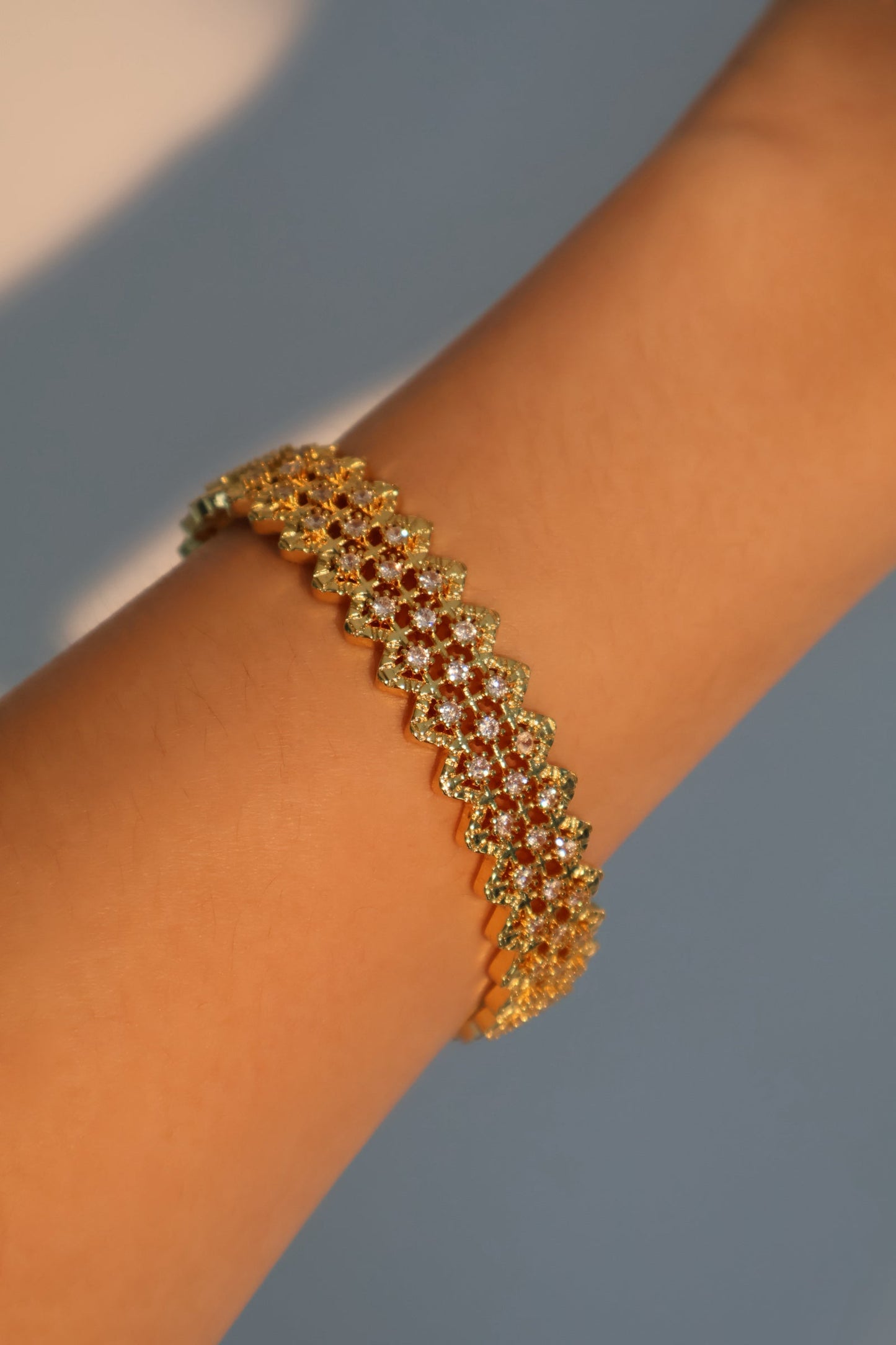 Unisex Bracelet 24K Gold Plated Zirconia Diamonds - 6