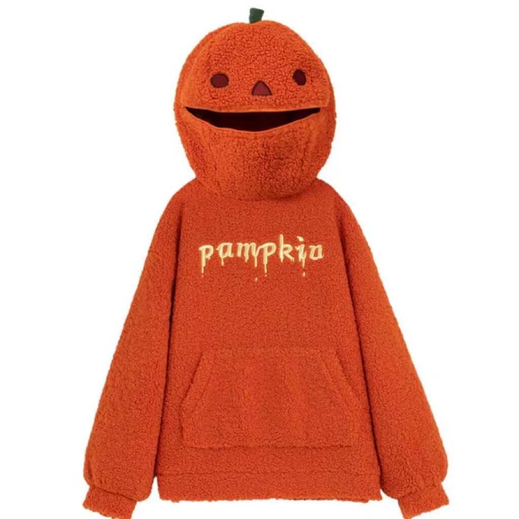 Women's Oversized Sweatshirt Orange Polyester Pumpkin Print 5