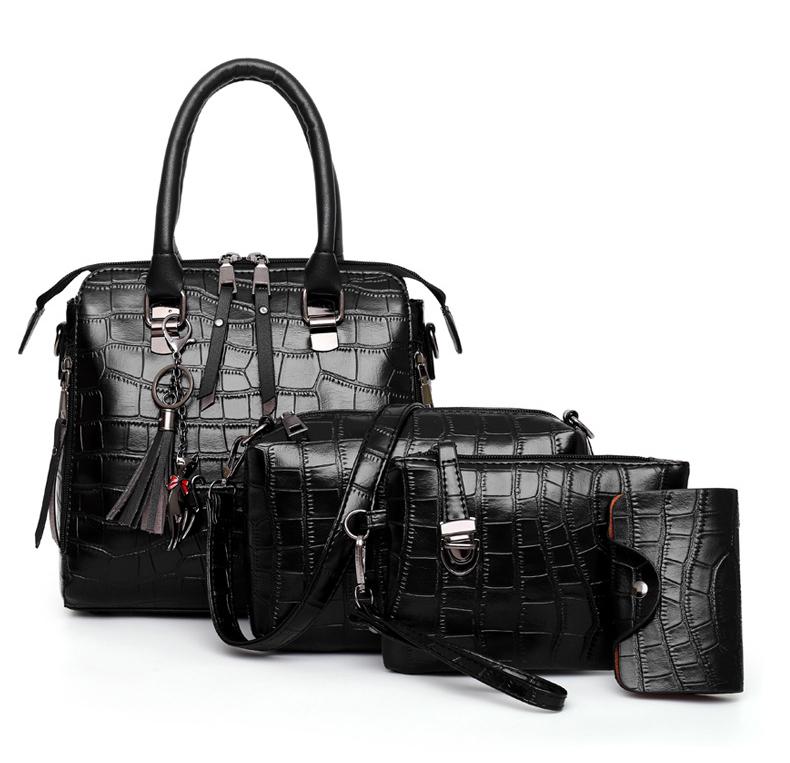 Variant image for Women's 4-Piece Bag Set Black One Size Faux Leather-2
