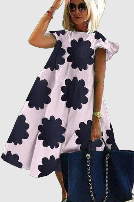 Women's A-Line Dress Floral Print Short Sleeve Polyester-2