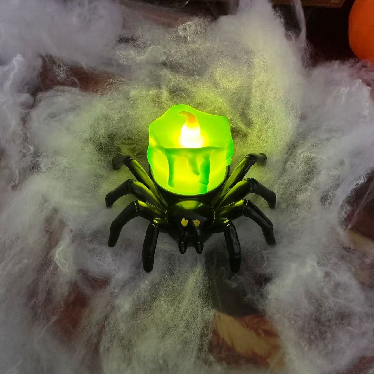 Halloween Spider Candle Lamp Orange Plastic LED 10