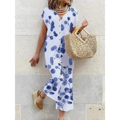 Women's Long Dress Green Rayon Blend Botanical Print-2