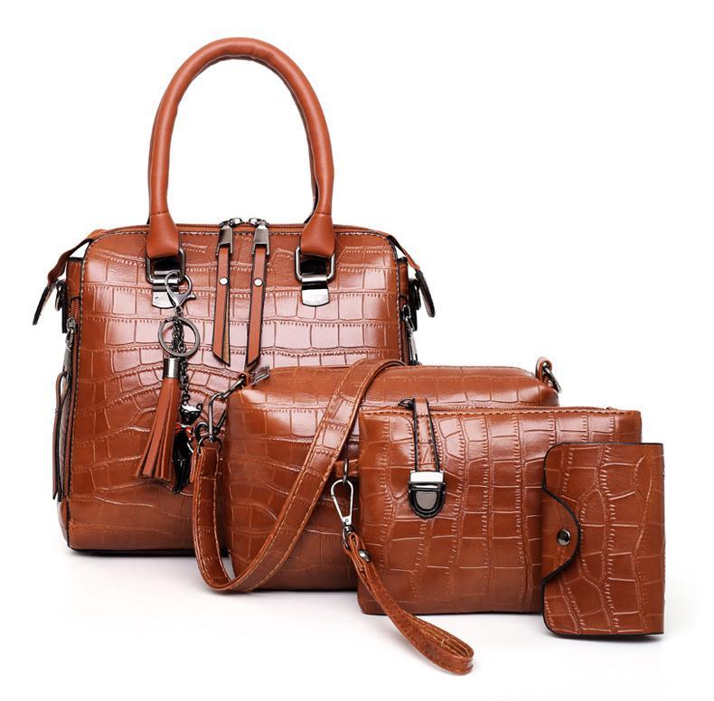 Variant image for Women's 4-Piece Bag Set Black One Size Faux Leather-1