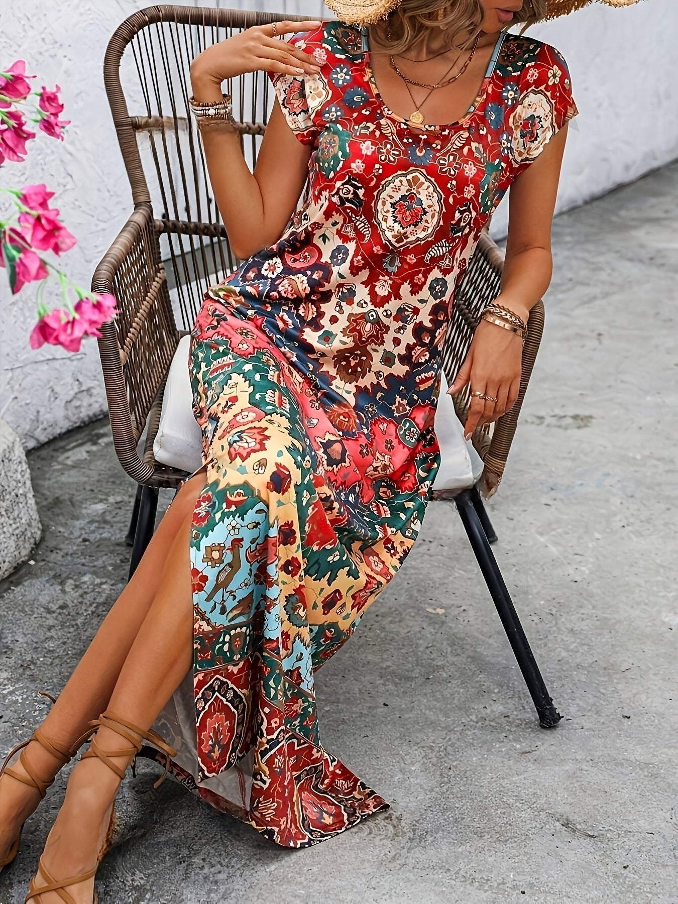 Women's Maxi Dress Multicolor Rayon Blend-5