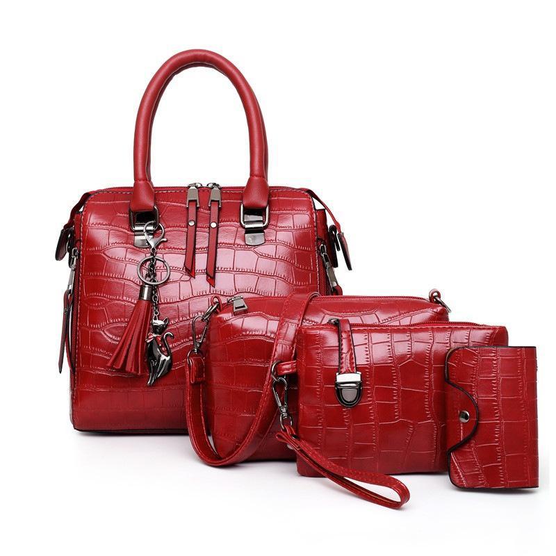 Variant image for Women's 4-Piece Bag Set Black One Size Faux Leather-3