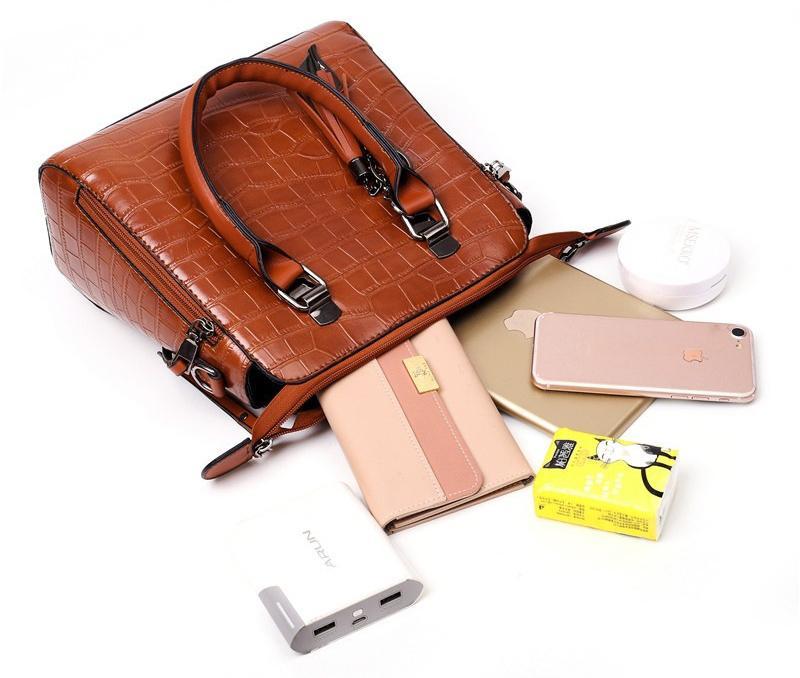 Women's 4-Piece Bag Set Black One Size Faux Leather-4