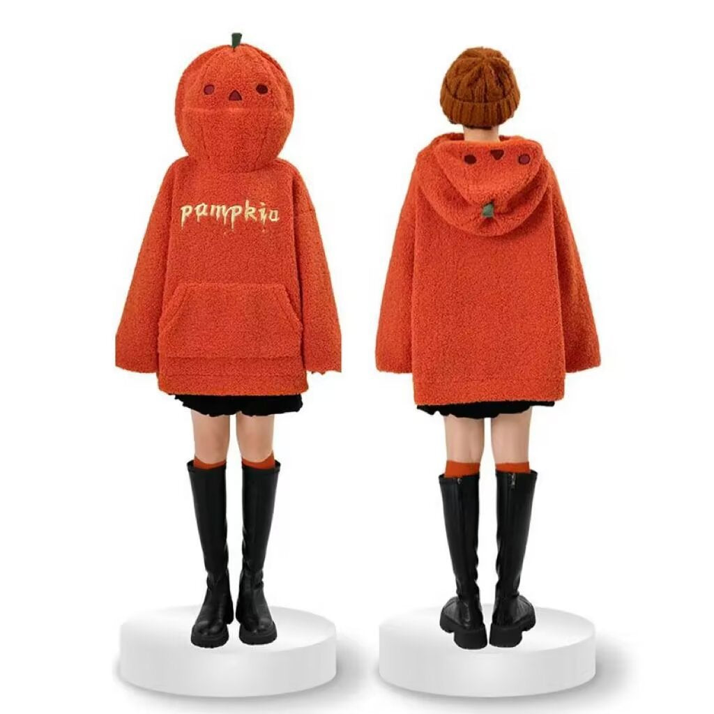 Women's Oversized Sweatshirt Orange Polyester Pumpkin Print 6