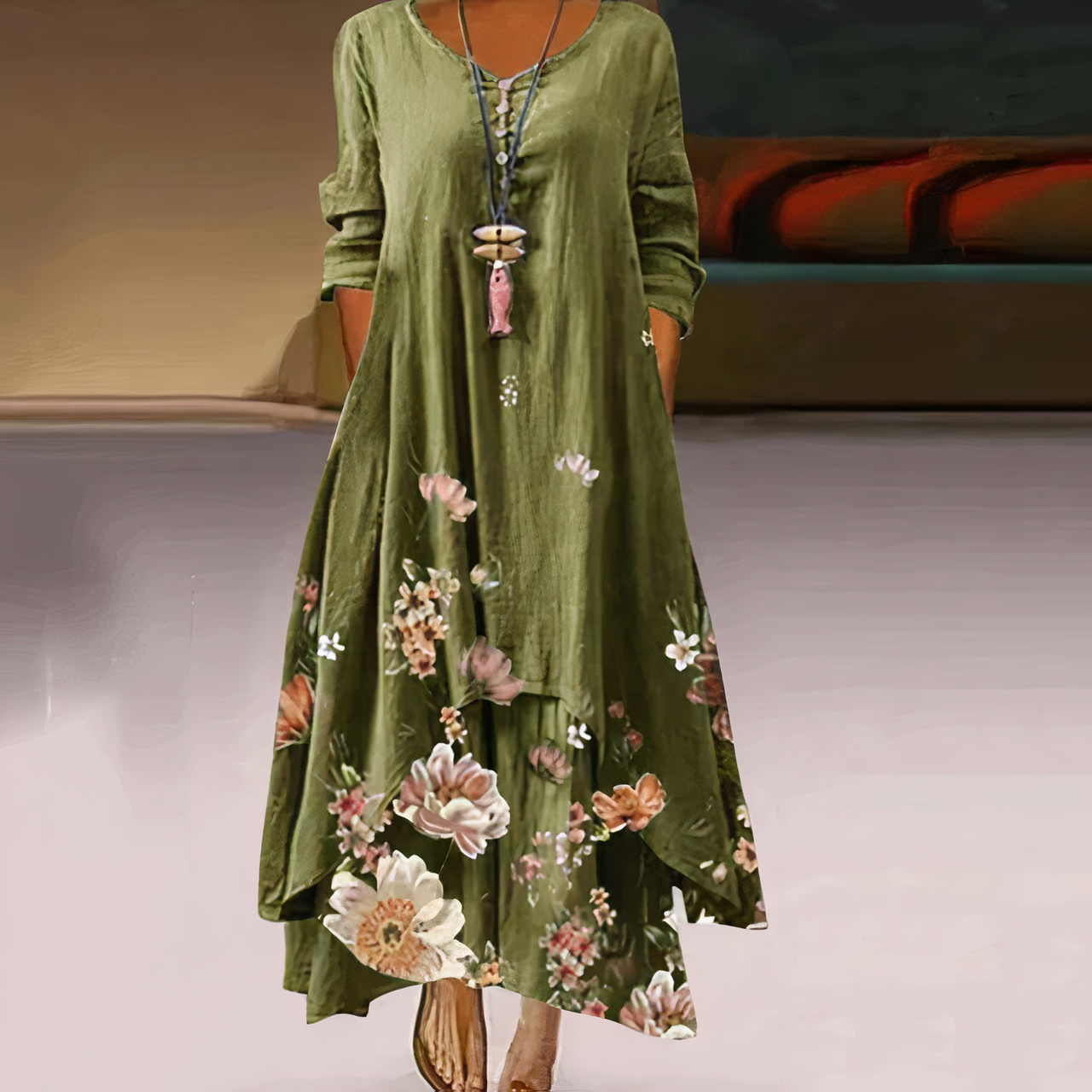 Variant image for Women's A-Line Dress Green Polyester All-Season-55