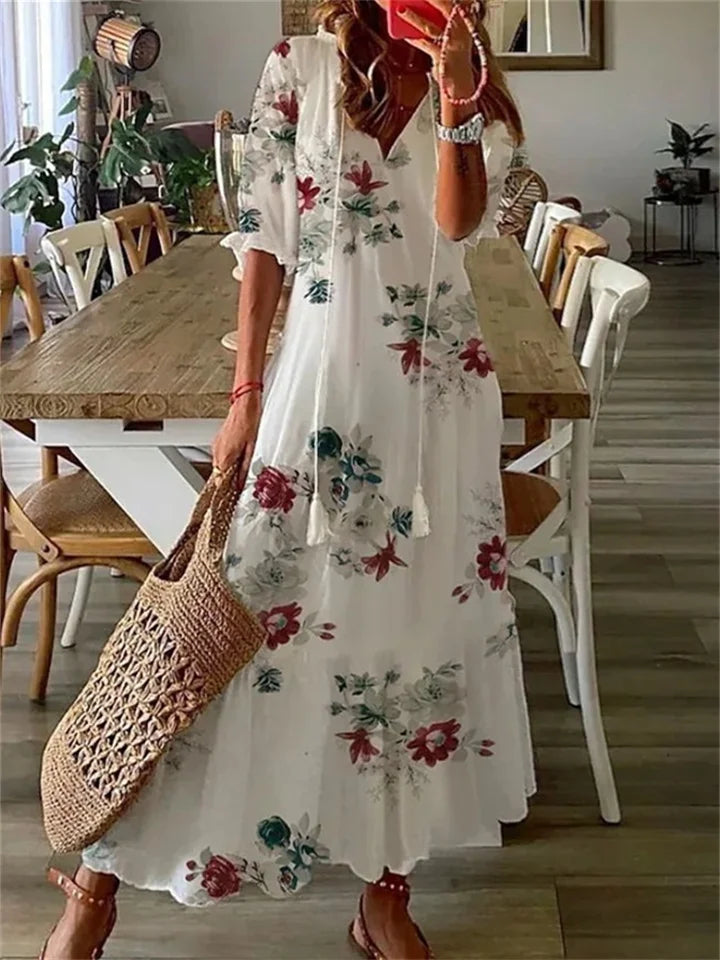 Women's Maxi Dress Floral Print Size M Cotton Blend-1