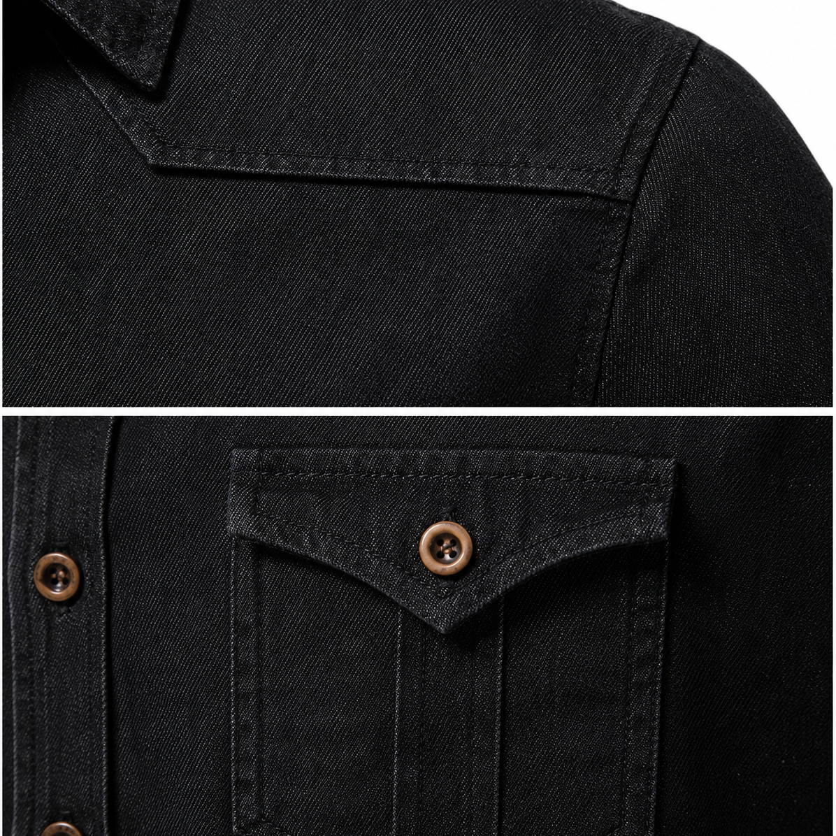 Men's Stretch Cotton Denim Button-Up Shirt – Tailored