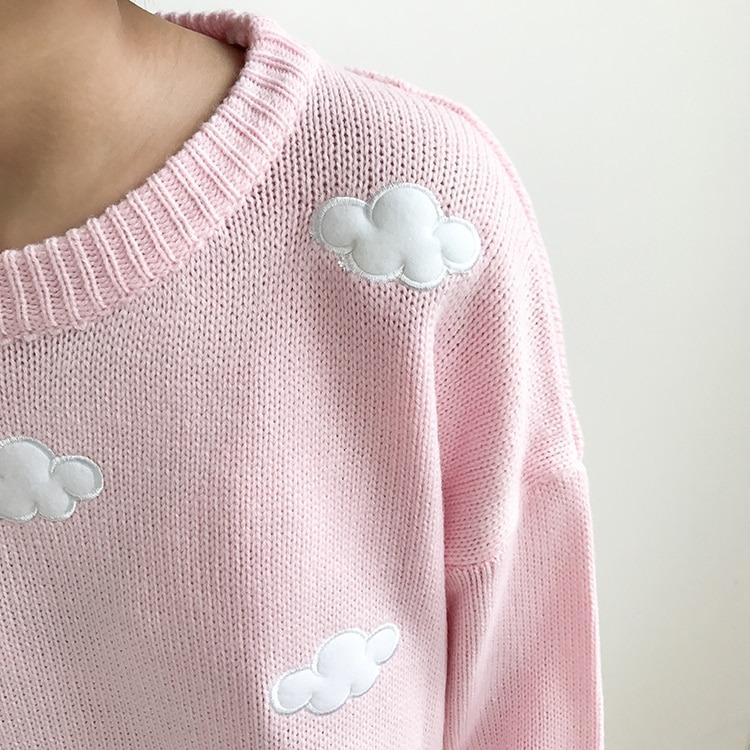 Adorable Clear and Cloudy Sky Loose Sweater 5