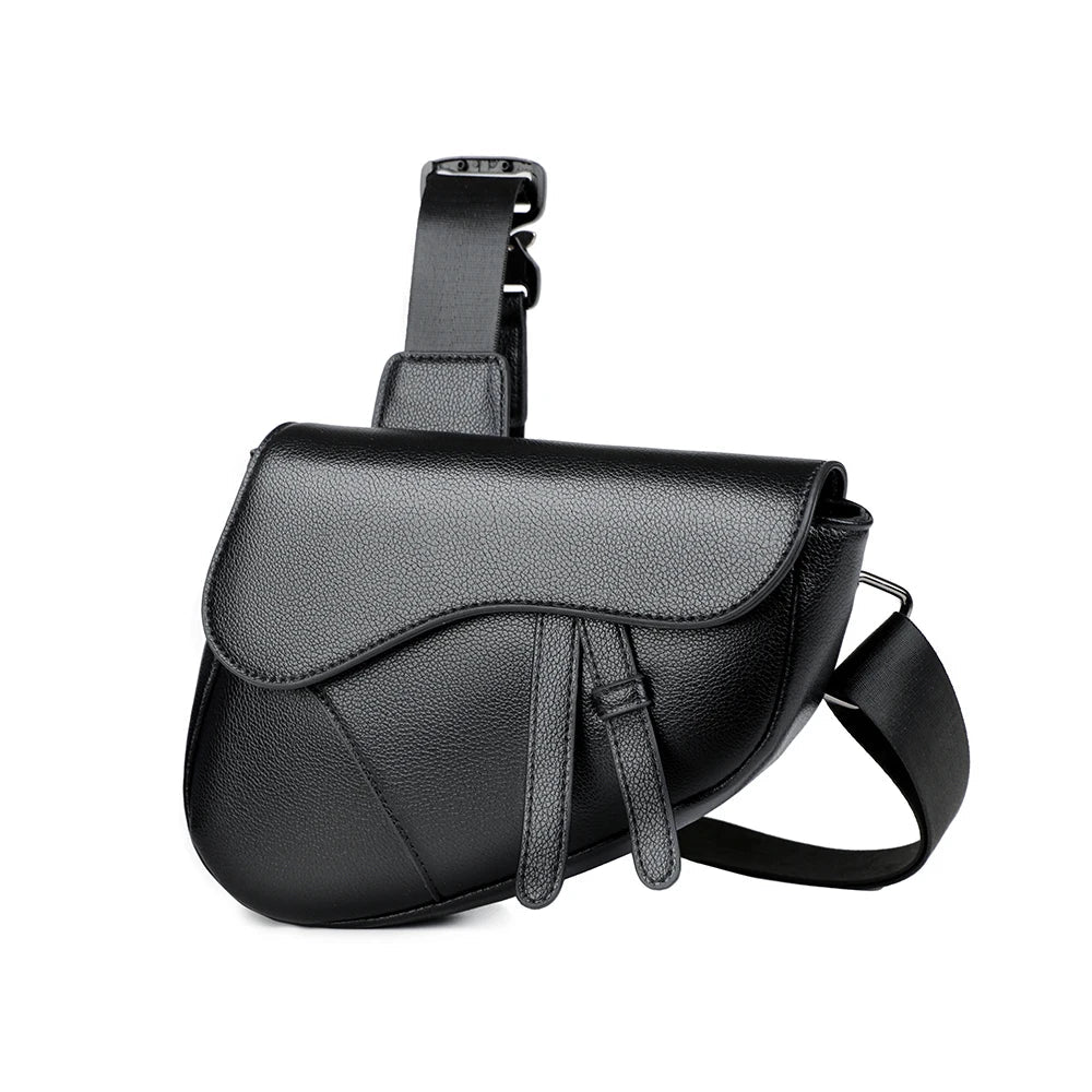 Women's Eco Leather Saddle Crossbody Bag – product view | Hensley London