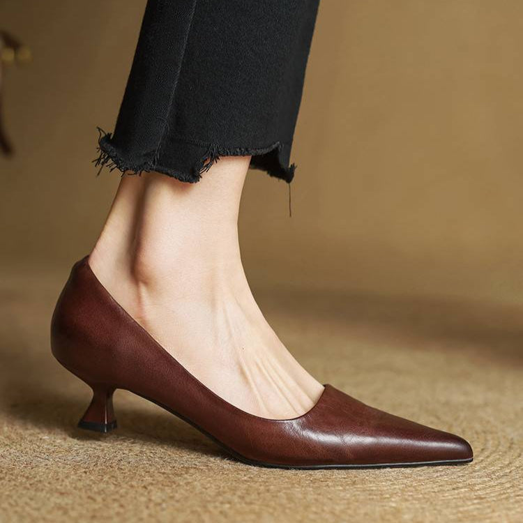 Women's Genuine Leather Pointed Heels – Stiletto