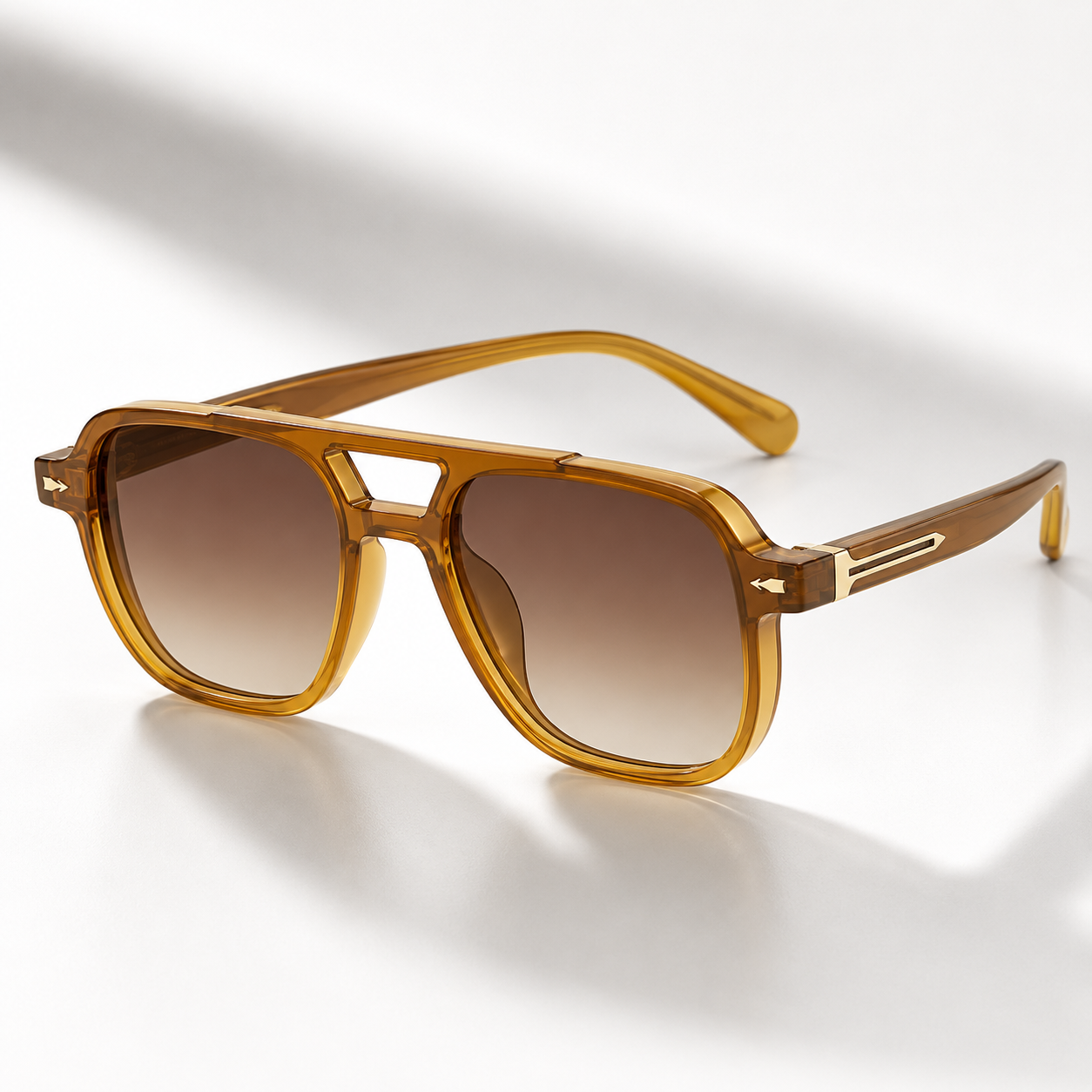 Women's Acetate Double-Bridge Aviator Sunglasses – lens detail | Hensley London