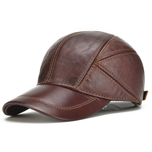 Men's Cowhide Leather Cap – Foldable Ear Flaps