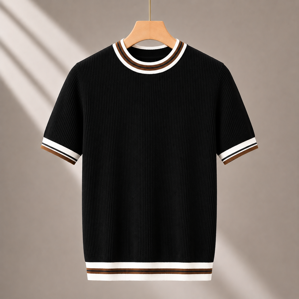 Men's Knit Tee in Navy - detail view | Hensley London
