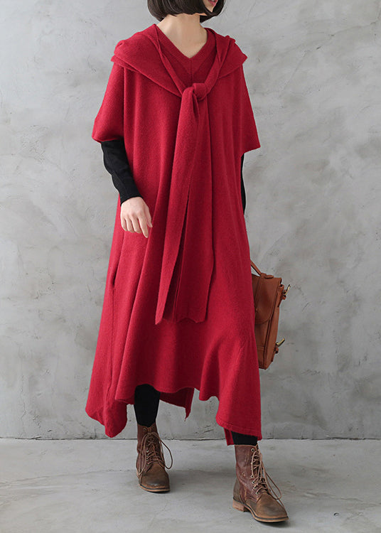 Women's Sweater Dress Red Knit - 3