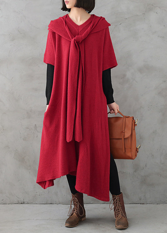 Women's Sweater Dress Red Knit - 4