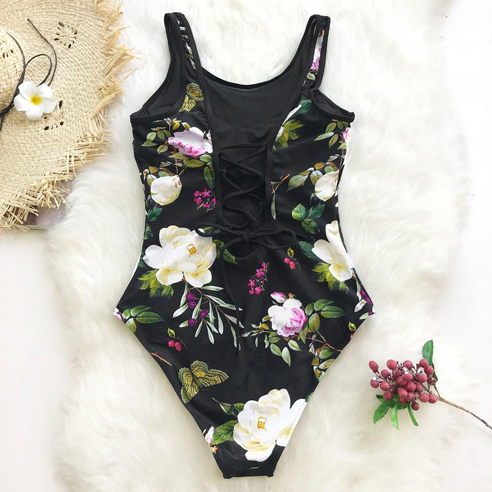 Bella Women's One Piece Swimwear | Floral Mesh Design - Image 2