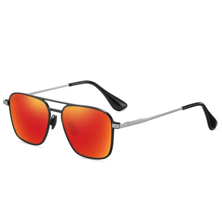 Unisex Two-Tone Aviator Sunglasses in Fire – product view | Hensley London