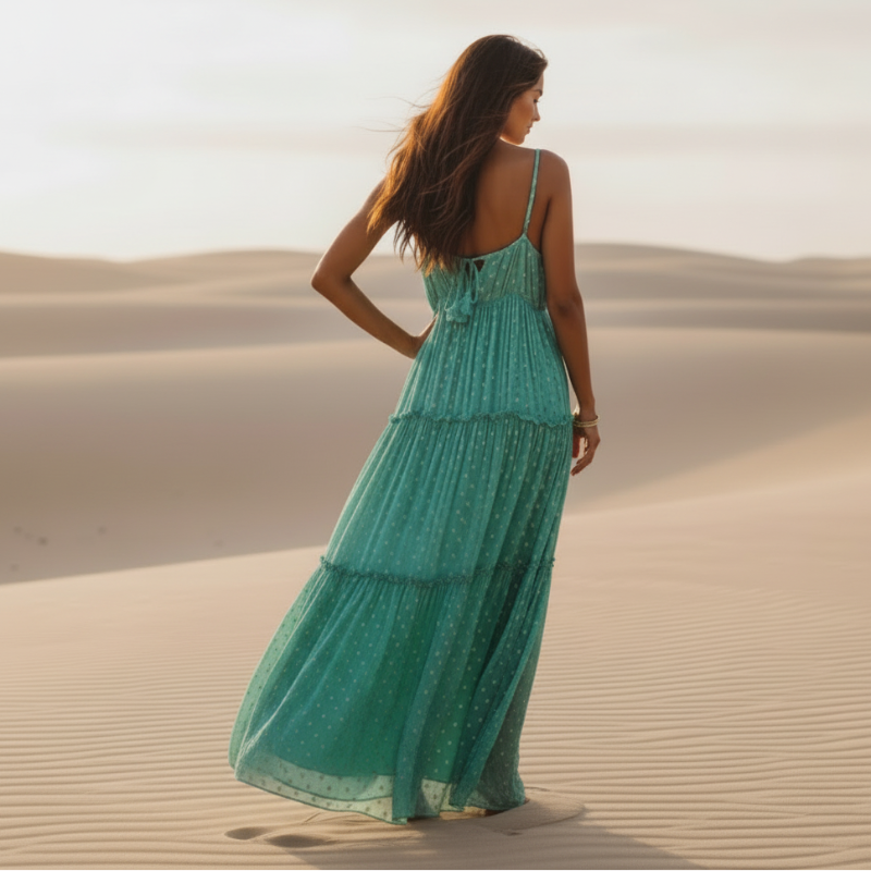 Breezy Floral Maxi Dress | V-Neck, Adjustable Straps, Women's Summer Dress - Image 2