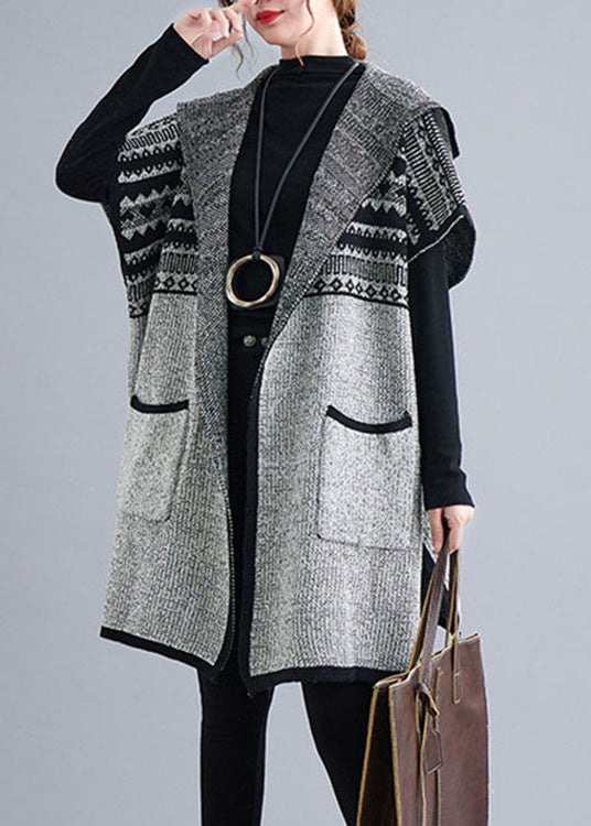 Women's Cardigan Grey Cotton Blend Hooded Short Sleeve - 3