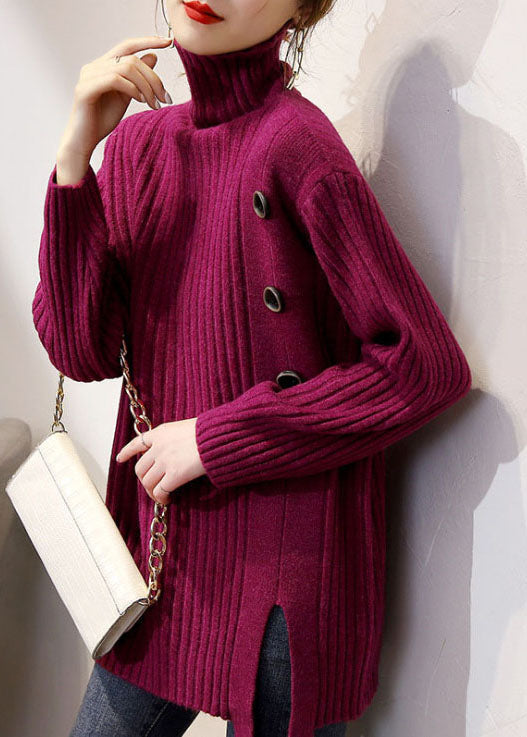 Women's Knit Sweater Khaki Turtleneck Polyester - 3