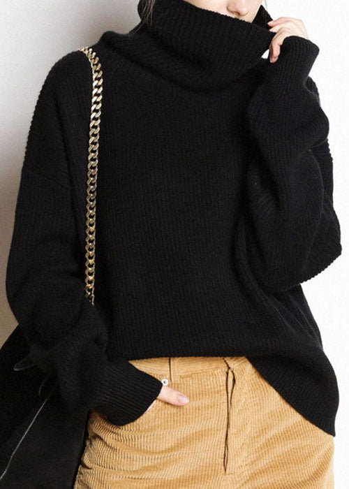 Women's Turtle Neck Top Red Cotton - 3