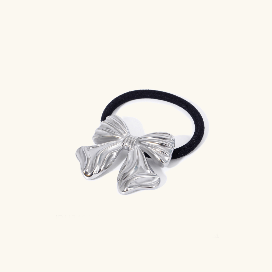 Bow Pony Cuff with Golden Bow – Waterproof and Hypoallergenic Hair Tie 2
