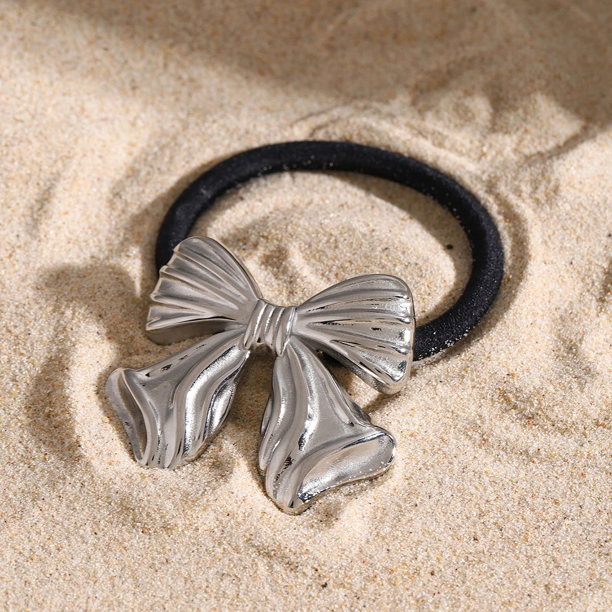 Bow Pony Cuff with Golden Bow – Waterproof and Hypoallergenic Hair Tie 6