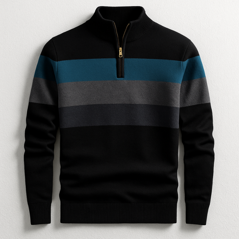 Men's Midweight Cotton Quarter-Zip Pullover – product view | Hensley London