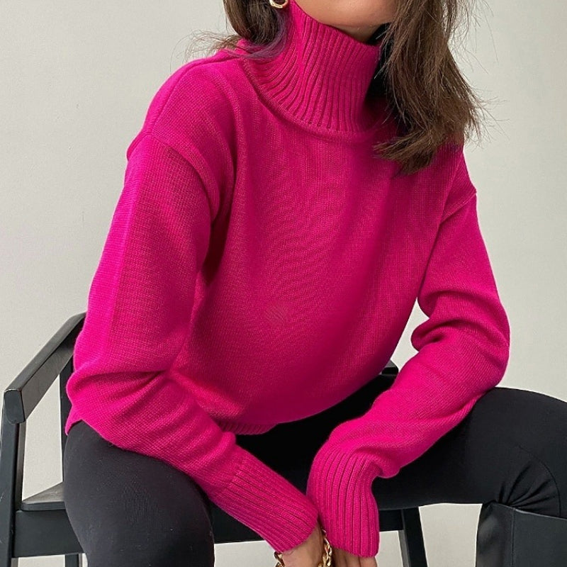 Bright and Solid Colored Turtle Neck Winter Sweater 1