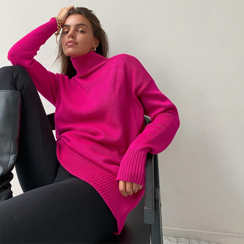 Bright and Solid Colored Turtle Neck Winter Sweater 2