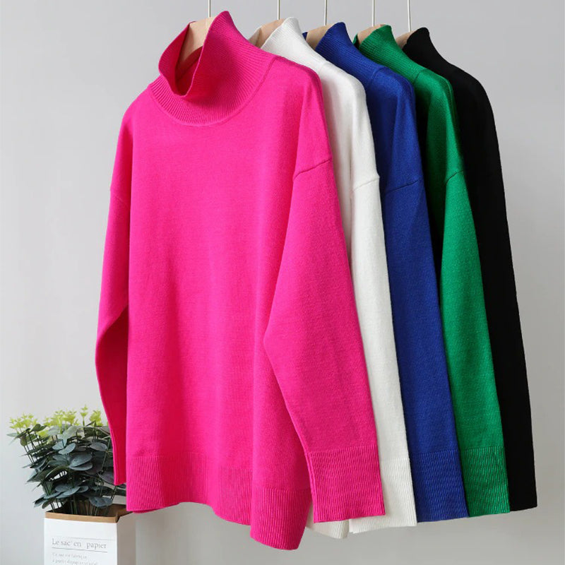 Bright and Solid Colored Turtle Neck Winter Sweater 3