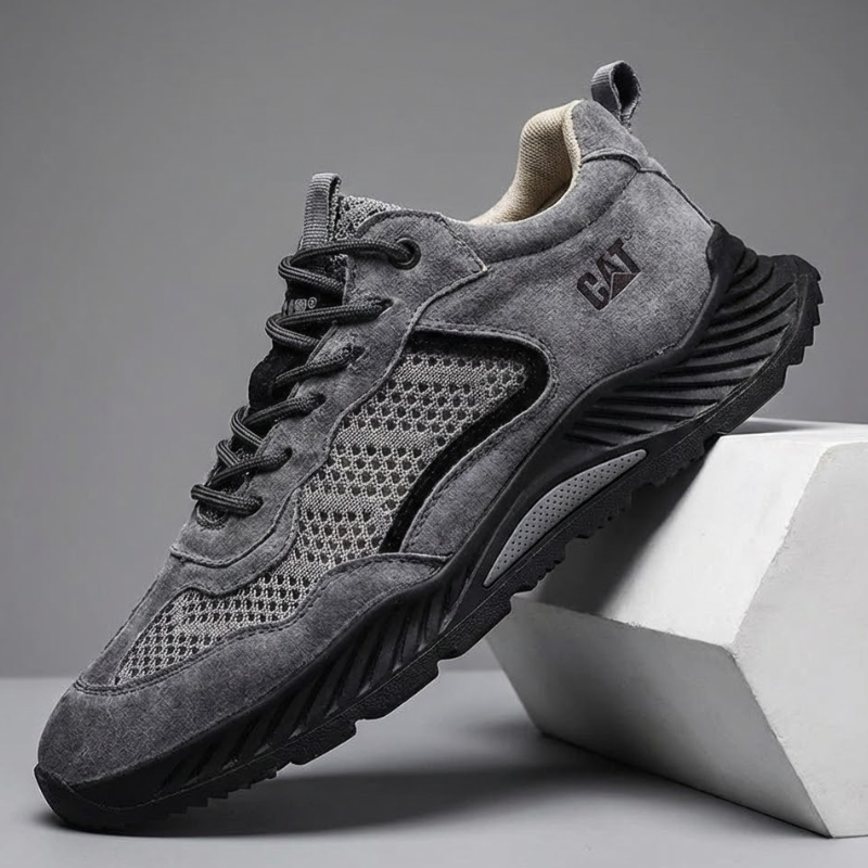 Men's Rugged Leather Trail Sneakers – detail view | Hensley London