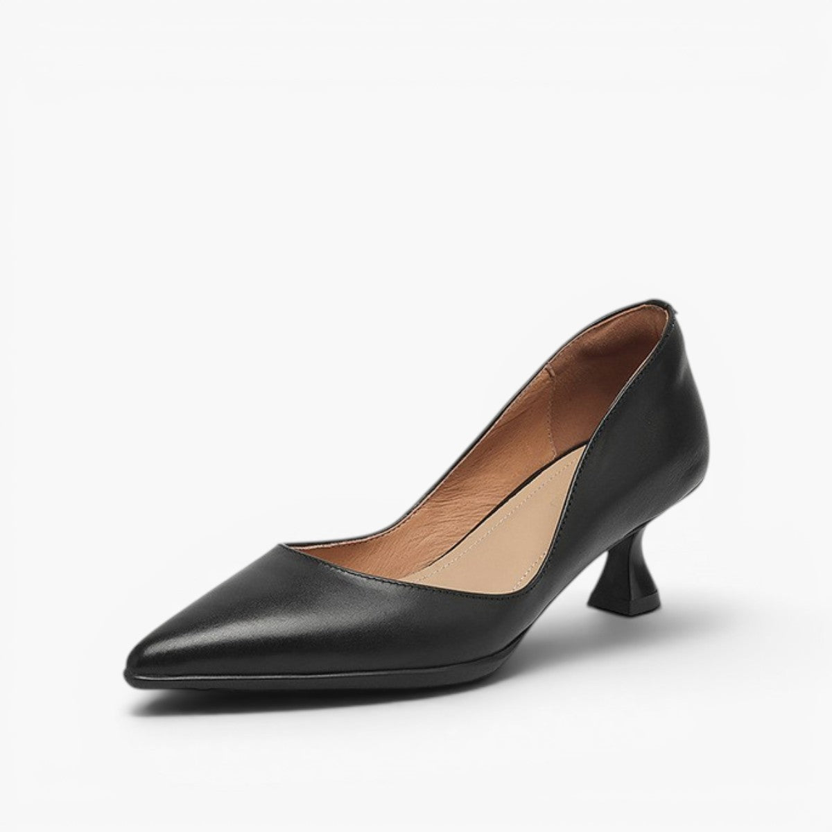 Women's Leather Pointed-Toe Kitten Heels – pair view | Hensley London