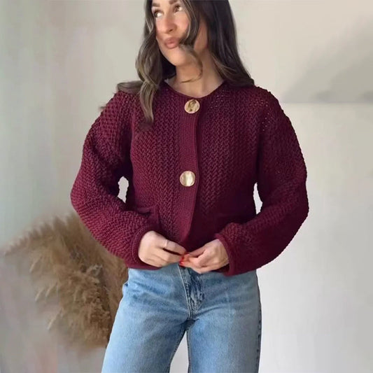 Casual Button Long Sleeve Knitted Winter Cardigan Sweater 1