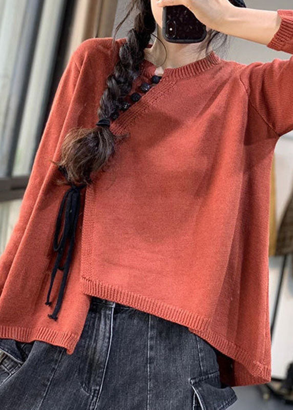 Women's Sweater Chocolate O-Neck Knit - 3