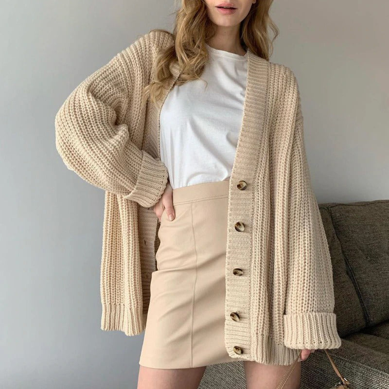 Casual Oversized Knitted V-neck Cardigan Sweaters 3