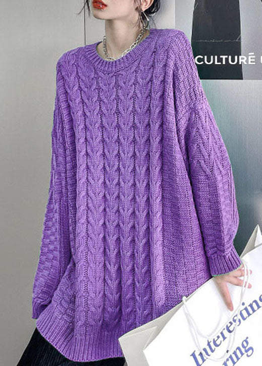 Women's Sweater Purple Knit Loose Fit - 1